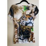 Xcaret Womens Large Novelty Leopard Cheetah Short Sleeve Top Travel Funky Retro Photo 1