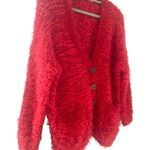Anthropologie Moth Red Cardigan Wool Chunky Knit Women Size Small Sweater Photo 1
