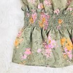 WAYF Green Floral Off The Shoulder Smocked Top Cottagecore Boho Romantic Small Photo 6