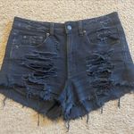 American Eagle Outfitters Black / Dark Gray Distressed Denim Jean Shorts, Size 6 Photo 0