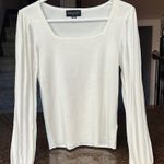 Cream Light Sweater With Semi Sheer Sleeved White Size M Photo 0