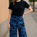ZARA NWT ZW Collection Printed Pants Black Blue SIZE XS Photo 0