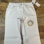 Diane Gilman DG2 | NEW White Gold Trim Stretch Denim Straight Leg Jeans Sz 8 P Photo 1