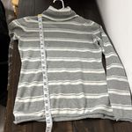 Banana Republic  Turtle Neck Long Sleeve Shirt Grey and White Striped Size Small Photo 6