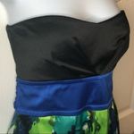 Teeze Me  Satin Floral Tulle Underlay Strapless Dress Mini Juniors 9 Blue Black Photo 2