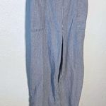 Old Navy Jumpsuit Womens Navy Blue Stripe Linen Blend Romper SZ L Photo 4