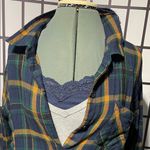 Lucky Brand  Navy and Yellow Plaid Button-Down Shirt Photo 4