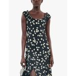 The Kooples  Women's Black White Daisy-print Asymmetric Hem Midi Dress Size 2 Photo 1