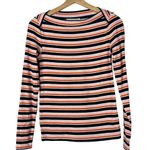 Loft Ann Taylor Colorful Stripe Ribbed Boatneck Long Sleeve Tee S Photo 1