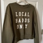 Pilcro Anthropologie  Womens Local Bands Only Crop Sweatshirt Olive Green Small Photo 6