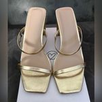 NWT The Drop Women's Avery Square Toe Two Strap Heeled Sandal, Gold, Size 10 Gold Photo 2
