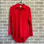 Athleta Red Urbanite Textured Top Button Up Long Sleeve Shirt Women Size Medium Photo 3
