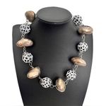 Abra Black and White Polka Dot Mixed Metal Large Nugget Beaded Necklace Multiple Photo 0