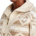 AQUA Bloomingdale’s  Quarter Zip Sweater Large Spread Collar Tan Argyle Photo 3