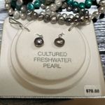 Freshwater 3 Strand Cultured Pearl 16" Choker Necklace w/ Silver Earrings Photo 2