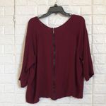 Topshop  burgundy 3/4 sleeve vneck zipper back blouse US size 12‎ Photo 6