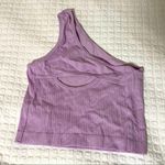 Suzette Wide Rib One Shoulder Cut Out Crop Top Lavender Photo 3