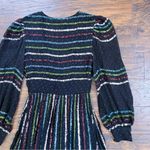 Rococo Sand • Sequin Striped Gown black chiffon rainbow swiss dot balloon sleeve Size XS Photo 12