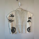 Cupcake‎ Abstract Cream Lotus Print Single Button Shirt Sz XL Black Photo 1