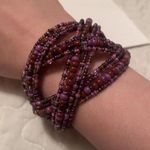 Women’s Statement Chunky Cuff Stretchy / Adjustable Bead Costume Bracelet Purple Photo 0