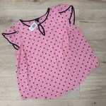 Torrid NEW  Sea Pink Mega Dots Rockabilly Pin Up Georgette Tulip Sleeve Blouse Photo 0