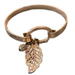 Rose Gold‎ Tone Bangle Bracelet with Leaf Charm & Rhinestone Accent Gold Photo 0
