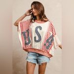 NWT BiBi Freedom USA Stitch Patchwork Top Blue Photo 2