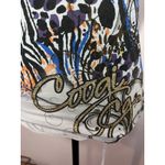 COOGI  Y2K Shirt Top Women Sz S Zebra Gold Short Sleeve V Neck Blouse Vintage Photo 1