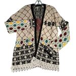 Gimmicks BKE Womens Medium Wool Blend Flyaway Cardigan Sweater Open Front Lace Tan Photo 0