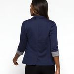 Skies Are Blue  Asa Knit Blazer Medium Navy Blue Open Front Office Career New Photo 2