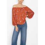 Anthropologie  DRIFTER FLORAL BLOUSE Top XSMALL Burnt Orange NWT Photo 1