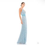 Mac Duggal  4930  Womens Blue Sequin V Neck Sleeveless Column Gown Dress Photo 2