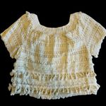 Love Sam Anthropologie Fringe Crochet Off Shoulder Top Size Med Petite Photo 10