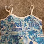 Lilly Pulitzer Marianne Top Poplin Print Aquamarine Catch Of The Day Toile US 2 Photo 1