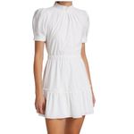 Alice + Olivia VIDA PUFF HIGH MOCK NECK CREAM White Ruffle SHORT SLEEVE Dress 10 Photo 1