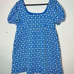 Rhode Target Blue Eyelet Embroidered Mini Dress Babydoll Puff Sleeves Size XL Photo 4