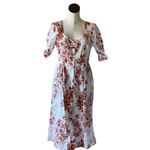 Bailey blue NWOT Cotton Floral Button Front Midi Dress Puff Ruched Sleeve Cottagecore Photo 3