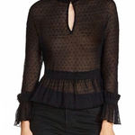 Maje  Laurine Swiss Dot High Neck Blouse Photo 0