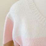 Fever colorblock striped balloon sleeve crewneck sweater size large Photo 1