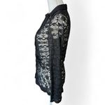 Forever 21 Y2K black Sheer Lace Long Sleeve Button-Up Top sexy whimsigoth Photo 4