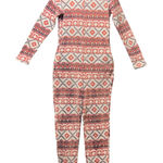 Rue 21 Fleece One Piece Pajamas Hooded Aztec Print Jumpsuit Loungewear Size M Photo 0