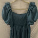 Umgee : Denim Blue Peasant style dress with ruffles & puff sleeves- Large Photo 11