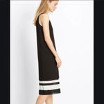 Vince Black White Stripe Double Layer V-Neck Sleeveless Midi Dress Sz 8 Photo 1