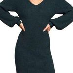 Lulus Heart Of Mine Black Sweater Dress Knit Balloon Sleeve Ribbed Mini Photo 0