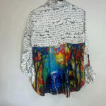 John Mark Multi Color Print Long Sleeve Button Tunic Sz Small (Fits Larger) White Photo 5