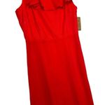 New Cremieux Dress Womens 4 Midi Smocked Back Ruffle Shoulder Summer Red Coastal Photo 13