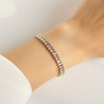 Cubic Zirconia Chain Bracelet | Gold Plated Stainless Steel Photo 2