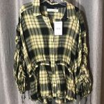 Free People  Pacific Dawn Plaid Shirt Green Top Photo 4