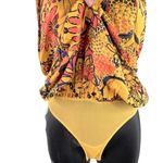 Free People  Floral Under Wraps Gold Tropical Bodysuit Sleeveless Mesh Women’s S Photo 4