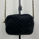 Black‎ Quilted Faux Leather Camera Bag with Golden Chain and Faux Leather Strap Black Photo 1